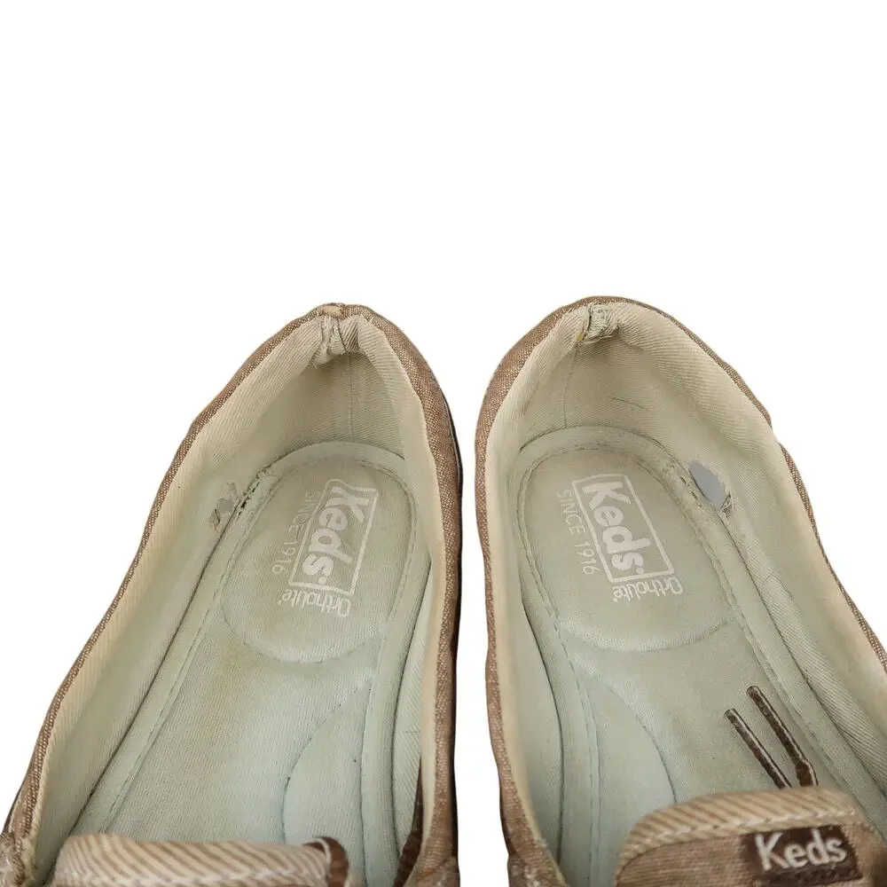 Keds Shoes Womens 7.5 Boat Sneaker Slip On Casual Comfort Two Eye Moc Toe Brown